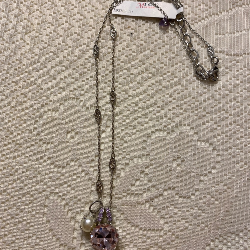 Mariana Jewelry Romance Necklace, Rhodium Plated with Crystal